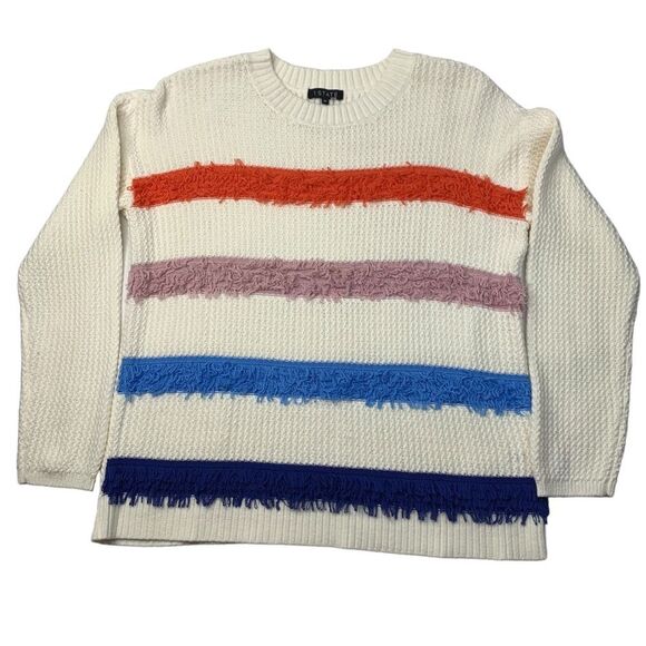 1.State Women's Loop Stitch Multi Color Stripe Sweater - Picture 2 of 8